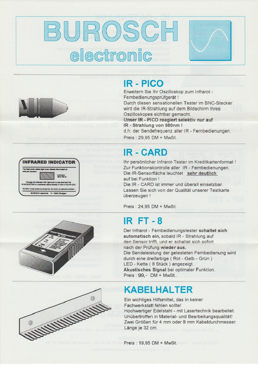 Burosch Electronic IR - PICO und IR - CARD und IR FT - 8 und KABELHALTER